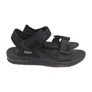 Reef Fanning Baja Men’s Size 9 Black Sandals Bottle Opener Airbag Hiking Strappy